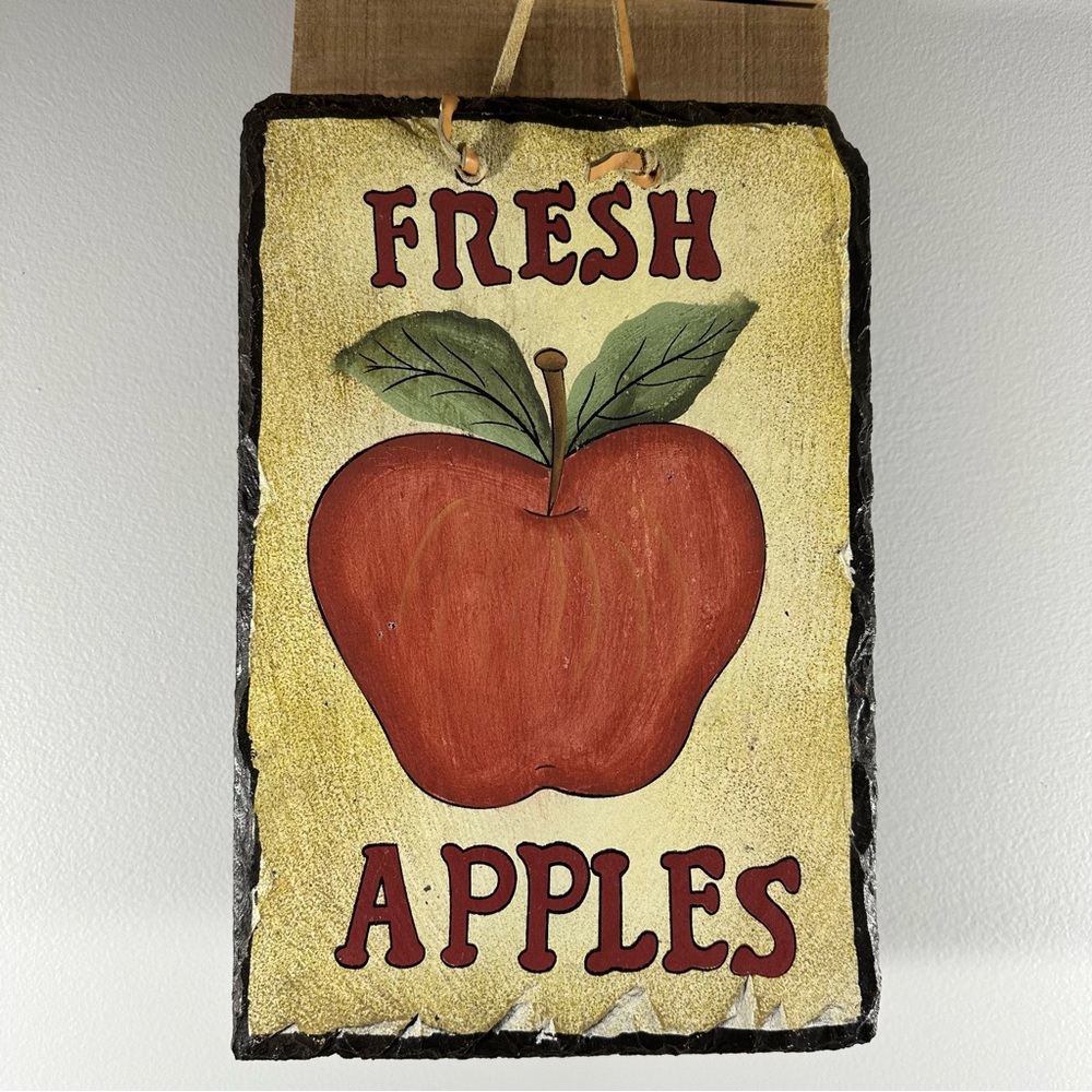 🍎Fresh Apple Hand Painted Hanging Sign made of Natural Slate